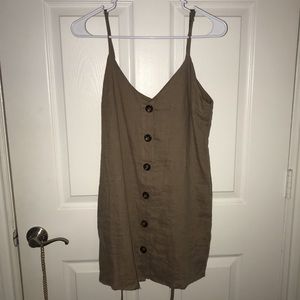 Olive Mini Sun Dress with Buttons
